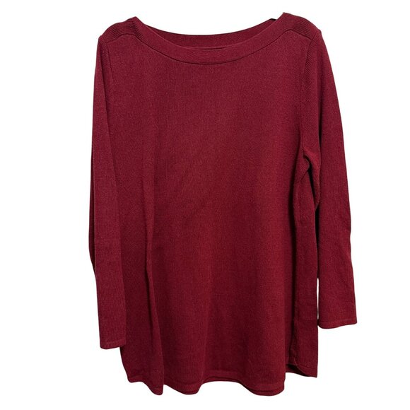 Karen Scott Womens Burgundy Cotton & Acrylic Sweater XL - Picture 1 of 5